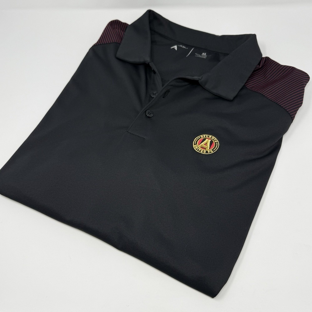 Atlanta United FC Men's Sz XL Antigua Black Polo Shirt Official Team Apparel
